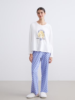 Pijama Takım KOYU LİLA BASKILI