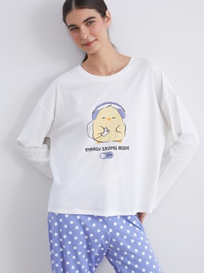Pijama Takım KOYU LİLA BASKILI