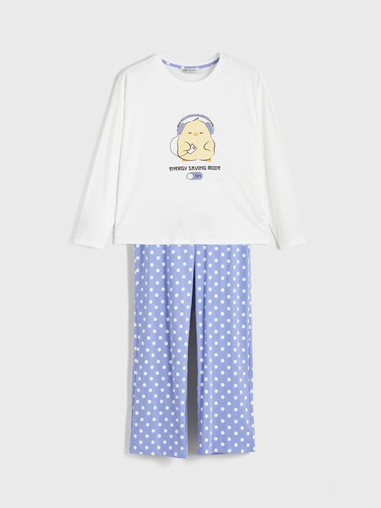 Pijama Takım KOYU LİLA BASKILI