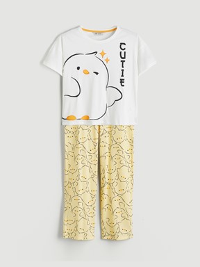 Pijama Takım SARI BASKILI