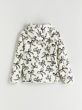 Fermuarlı Sweatshirt EKRU BASKILI