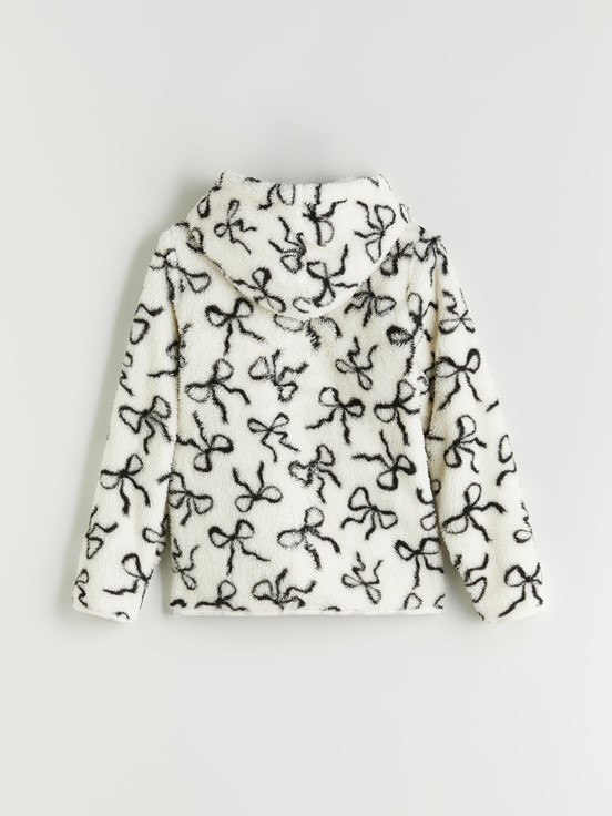 Fermuarlı Sweatshirt EKRU BASKILI