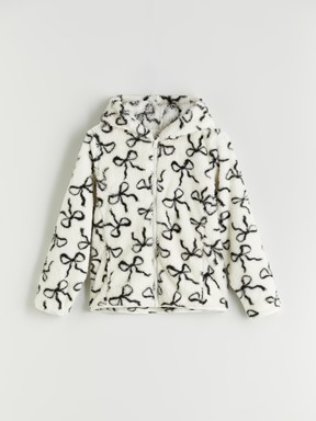 Fermuarlı Sweatshirt EKRU BASKILI