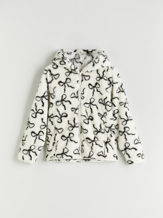 Fermuarlı Sweatshirt EKRU BASKILI