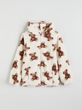 Fermuarlı Sweatshirt EKRU BASKILI