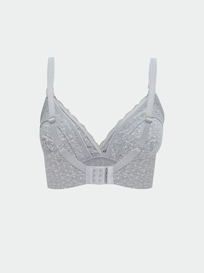 Balensiz Dolgusuz Dantel Detaylı Emzirme Sütyeni GRİ MELANJ BASKILI