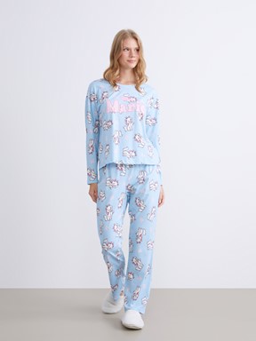 Pijama Takım AÇIK MAVİ BASKILI