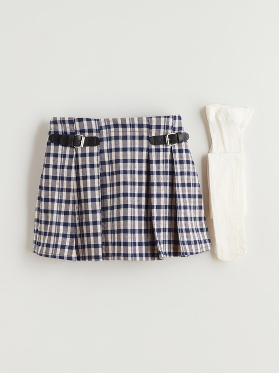 Şort Etek KOYU LACİVERT EKOSELİ