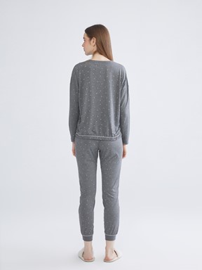 Pijama Takım GRİ MELANJ BASKILI