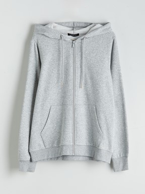 Fermuarlı Sweatshirt GRİ MELANJ