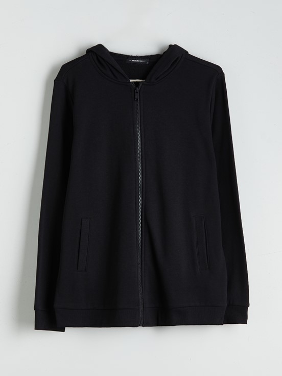 Fermuarlı Sweatshirt YENİ SİYAH