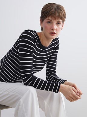 Tişört KOYU KAHVERENGİ ÇİZGİLİ