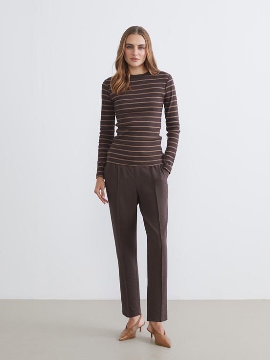 Tişört KOYU KAHVERENGİ ÇİZGİLİ