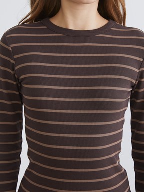 Tişört KOYU KAHVERENGİ ÇİZGİLİ