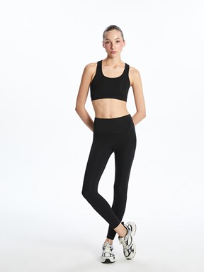 LCW ACTIVE Beli Lastikli Kadın Spor Tayt YENİ SİYAH