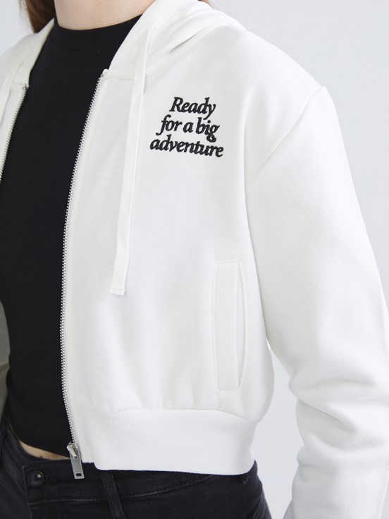 Fermuarlı Sweatshirt EKRU