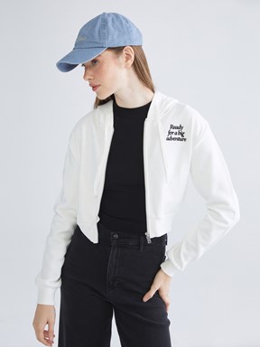 Fermuarlı Sweatshirt EKRU