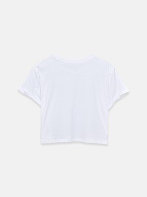 Bisiklet Yaka Baskılı Crop BUXE BEYAZI