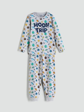 Pijama Takım GRİ MELANJ BASKILI