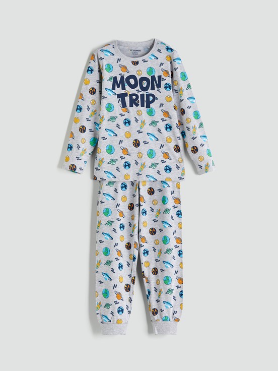 Pijama Takım GRİ MELANJ BASKILI