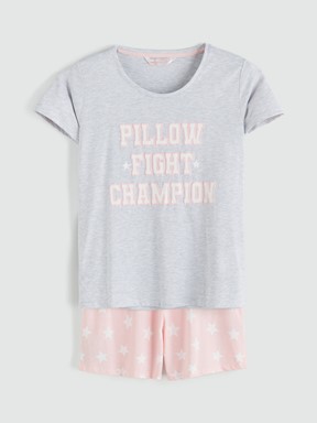 Şortlu Pijama Takımı AÇIK PEMBE BASKILI