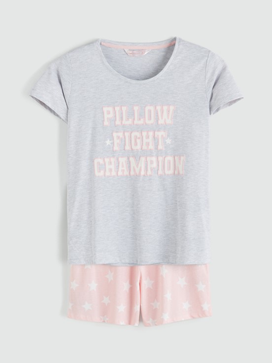 Şortlu Pijama Takımı AÇIK PEMBE BASKILI
