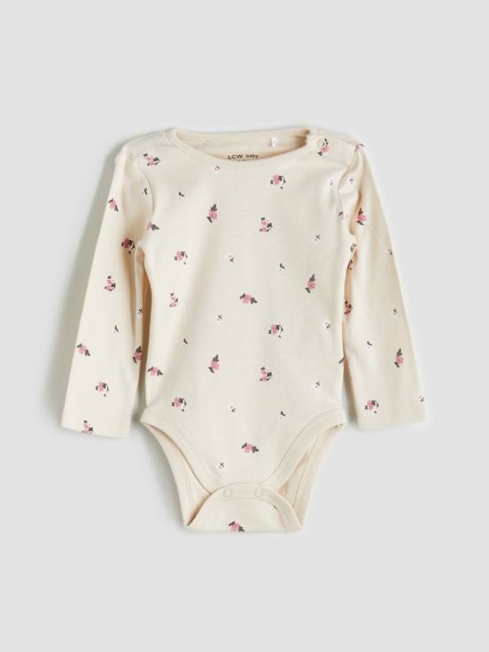 Çıtçıtlı Body BEJ BASKILI