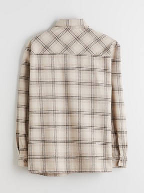 Rahat Kalıp Uzun Kollu Ekose Erkek Oduncu Gömlek BEJ EKOSELİ