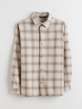 Rahat Kalıp Uzun Kollu Ekose Erkek Oduncu Gömlek BEJ EKOSELİ