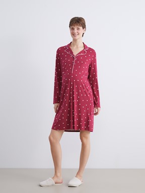 Gecelik KOYU KIRMIZI BASKILI