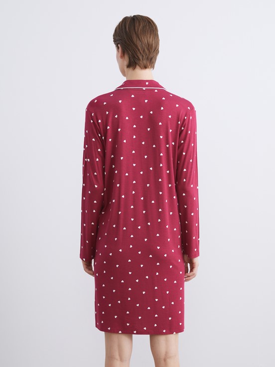 Gecelik KOYU KIRMIZI BASKILI