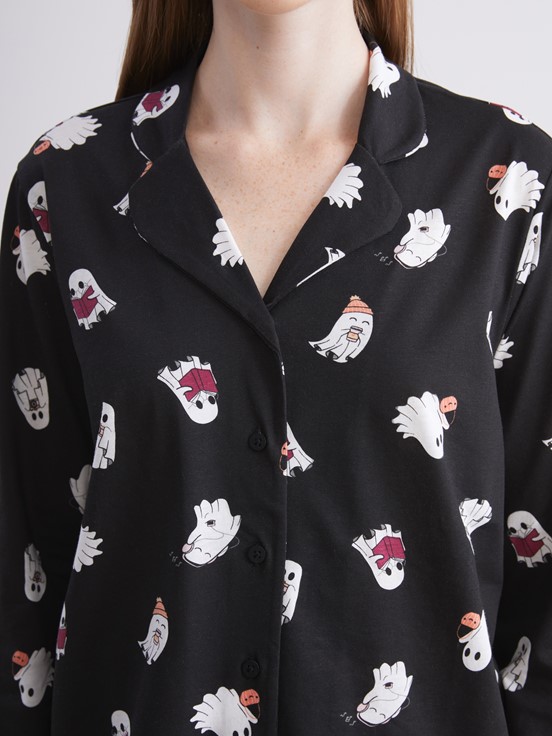 Pijama Takım SİYAH BASKILI
