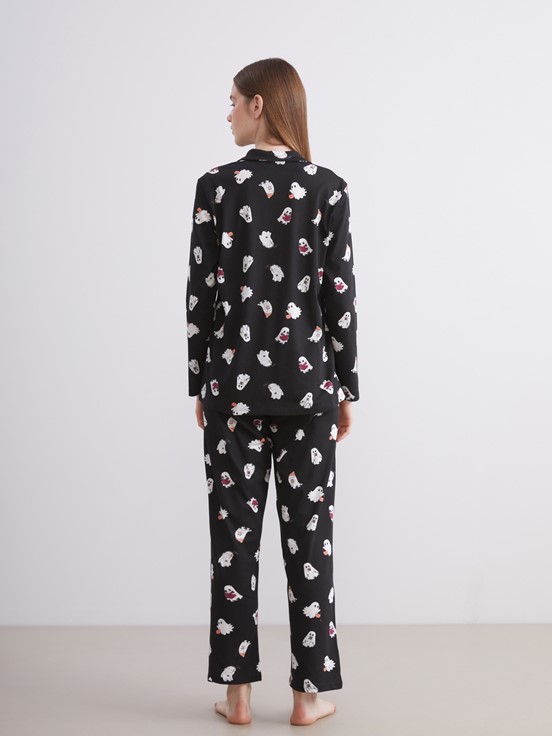 Pijama Takım SİYAH BASKILI