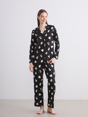 Pijama Takım SİYAH BASKILI