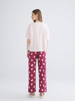 Pijama Takım AÇIK BORDO BASKILI