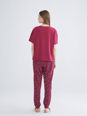 Pijama Takım AÇIK BORDO BASKILI