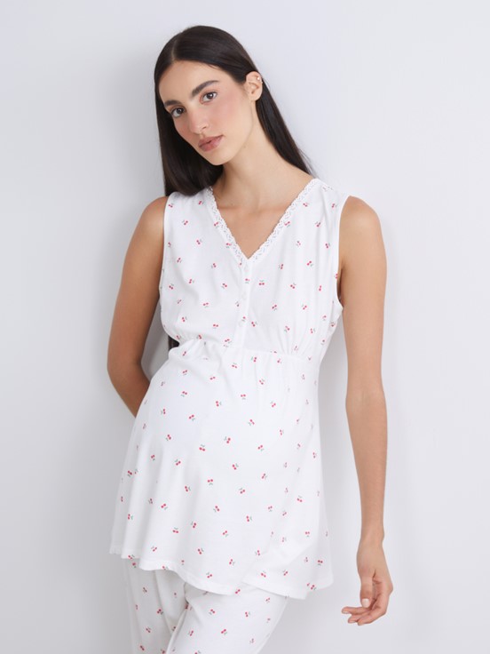 Kaprili Pijama Takımı EKRU BASKILI