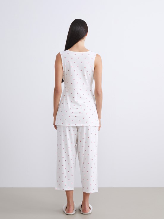 Kaprili Pijama Takımı EKRU BASKILI