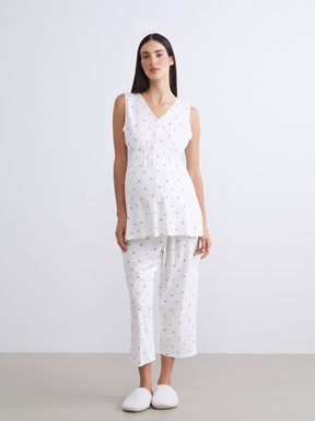 Kaprili Pijama Takımı EKRU BASKILI