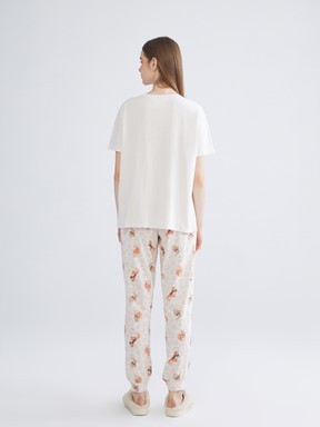 Pijama Takım KREM BASKILI