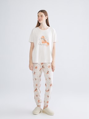Pijama Takım KREM BASKILI