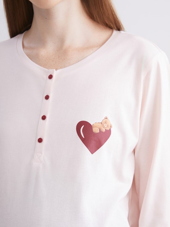 Pijama Takım KOYU KIRMIZI BASKILI