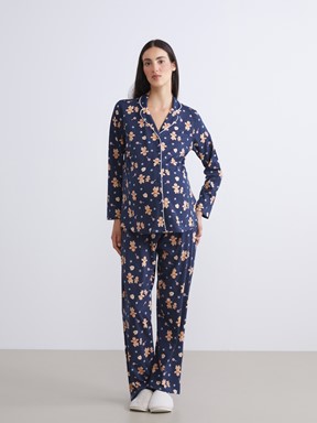 Pijama Takım LACİVERT BASKILI