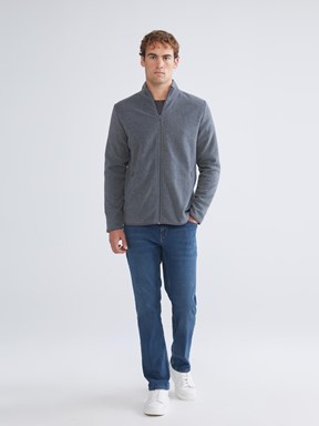 Fermuarlı Sweatshirt KOYU GRİ MELANJ