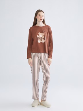 Pijama Takım UÇUK PEMBE BASKILI