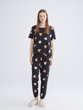Pijama Takım SİYAH BASKILI