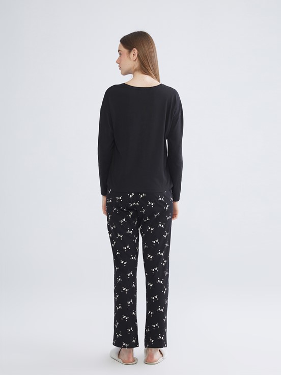 Pijama Takım SİYAH BASKILI