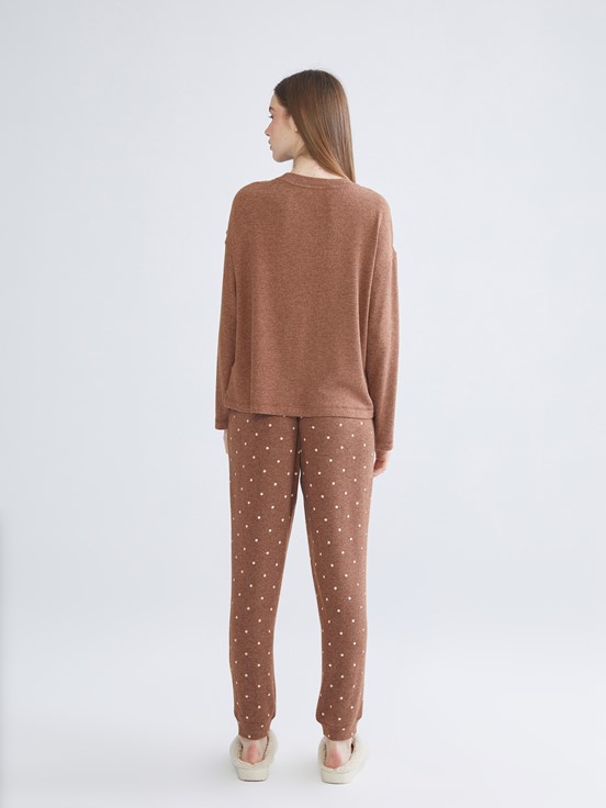 Pijama Takım KAHVERENGİ BASKILI