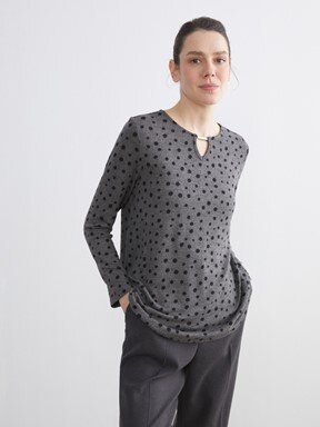 Bluz KOYU GRİ BASKILI