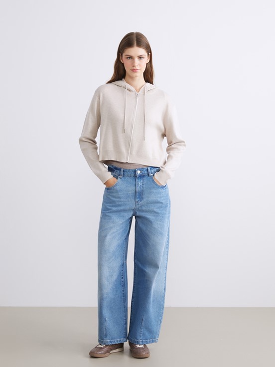 Fermuarlı Sweatshirt AÇIK BEJ